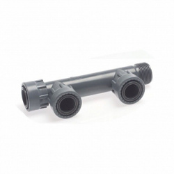 Гребенка на 2 клапана с накидной гайкой Н1"*В1"*В1" PN12,5 (RAIN) (60)