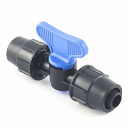 Мини-кран проходной с накидной гайкой 16*16 PN4 (PLAST PROJECT)