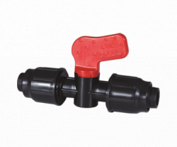 Мини-кран проходной с накидной гайкой 16*16 PN4 (POLIEXT) (25/350)